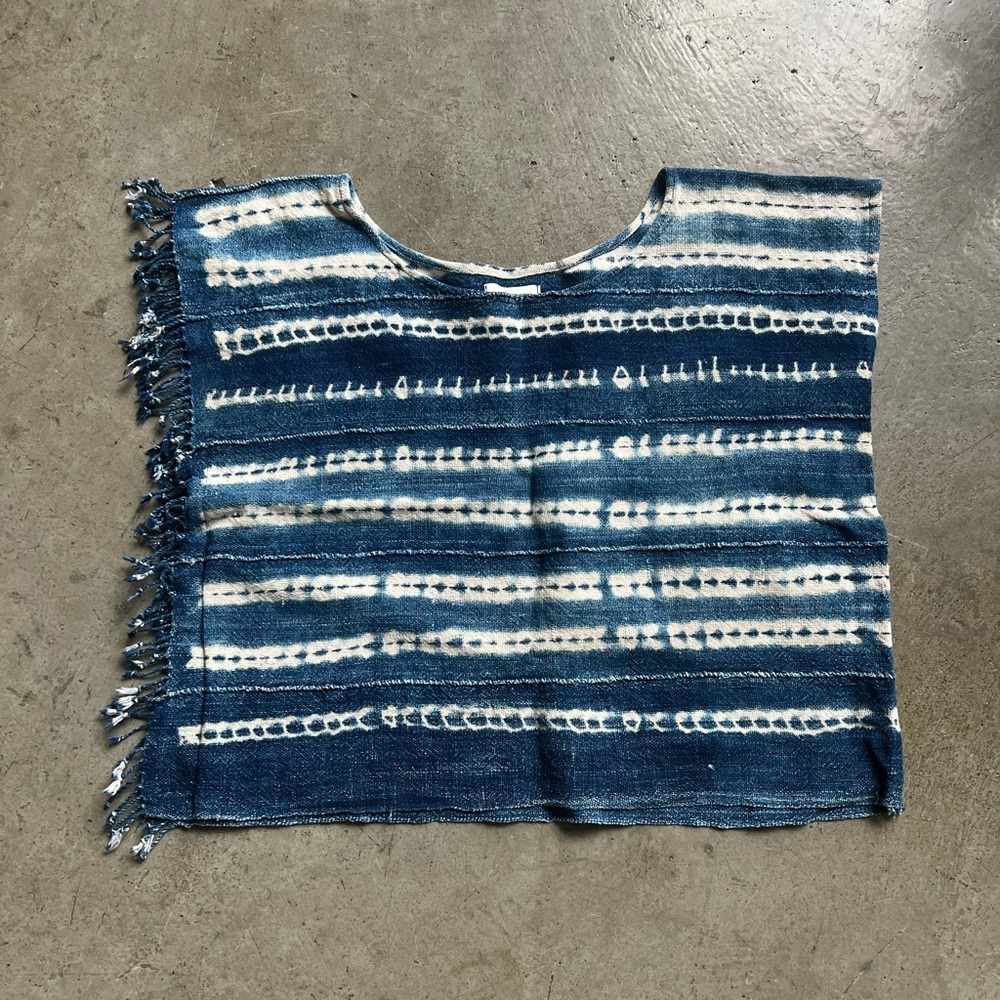 Blue and White Striped Short Sleeve Top
